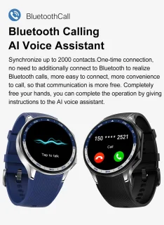 Knobbout 1.43-inch 3D AMOLED Smartwatch – Zwart leer/siliconen band