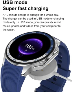 Knobbout 1.43-inch 3D AMOLED Smartwatch – Zwart leer/siliconen band
