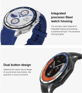 Knobbout 1.43-inch 3D AMOLED Smartwatch – Zwart leer/siliconen band
