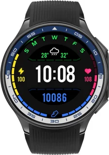 Knobbout 1.43-inch 3D AMOLED Smartwatch – Zwart leer/siliconen band