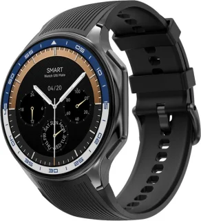 Knobbout 1.43-inch 3D AMOLED Smartwatch – Zwart leer/siliconen band