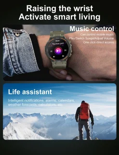 Knobbout 1.52" LED Sport Smartwatch - Zwart siliconen band