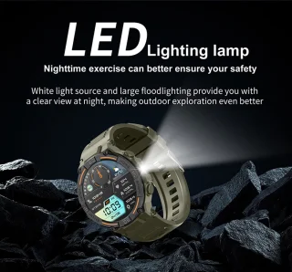 Knobbout 1.52" LED Sport Smartwatch - Zwart siliconen band
