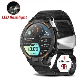 Knobbout 1.52" LED Sport Smartwatch - Zwart siliconen band