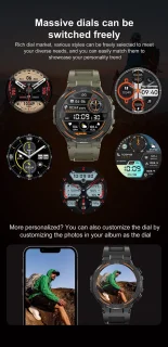 Knobbout 1.52" LED Sport Smartwatch - Zwart siliconen band
