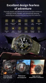Knobbout 1.52" LED Sport Smartwatch - Zwart siliconen band