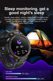 Knobbout 1.52" LED Sport Smartwatch - Zwart siliconen band