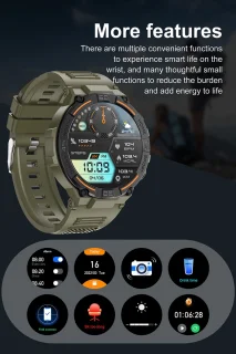 Knobbout 1.52" LED Sport Smartwatch - Zwart siliconen band