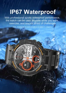 Knobbout 1.52" LED Sport Smartwatch - Zwart siliconen band