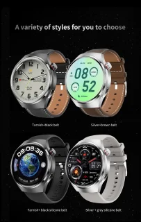 Knobbout 1.6 inch HD Horloge Zwart Leren & Siliconen Band