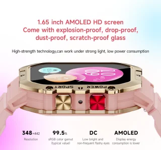 Knobbout 1.65" Dames Smartwatch Wit Goud