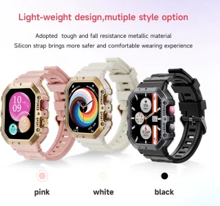 Knobbout 1.65" Dames Smartwatch Wit Goud
