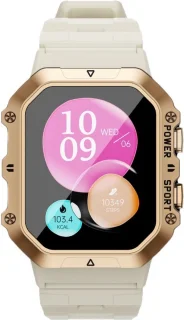 Knobbout 1.65" Dames Smartwatch Wit Goud