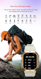Knobbout 1.65" Dames Smartwatch Wit Goud