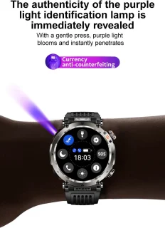 Knobbout 1.7" Outdoor Smartwatch - Zwart Staal met Siliconen Band