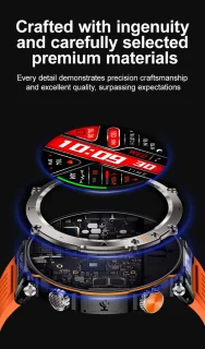 Knobbout 1.7" Outdoor Smartwatch - Zwart Staal met Siliconen Band