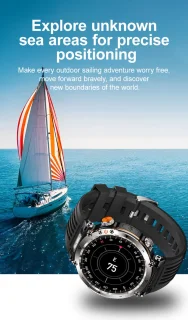 Knobbout 1.7" Outdoor Smartwatch - Zwart Staal met Siliconen Band