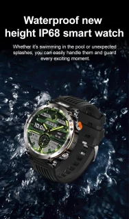 Knobbout 1.7" Outdoor Smartwatch - Zwart Staal met Siliconen Band