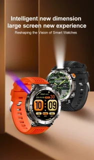 Knobbout 1.7" Outdoor Smartwatch - Zwart Staal met Siliconen Band