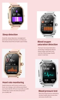 Knobbout 1,75 inch HD smartwatch goud staal roze siliconen damesmodel