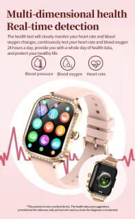 Knobbout 1,75 inch HD smartwatch goud staal roze siliconen damesmodel