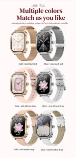 Knobbout 1,75 inch HD smartwatch goud staal roze siliconen damesmodel