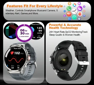 Knobbout 1.85” Sport Smartwatch – Blauwgrijs Siliconen Band
