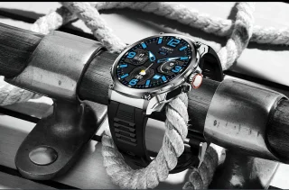Knobbout 1.85” Sport Smartwatch – Blauwgrijs Siliconen Band