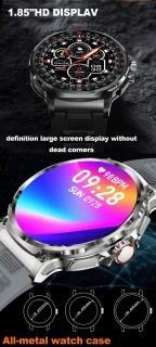Knobbout 1.85” Sport Smartwatch – Blauwgrijs Siliconen Band
