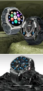 Knobbout 1.85" Sport Smartwatch - Zilver staal & siliconen band