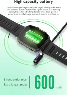 Knobbout 1.96" Smartwatch 44mm - Zwart
