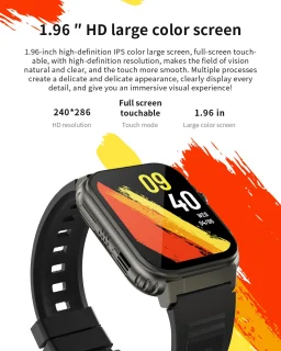 Knobbout 1.96" Smartwatch 44mm - Zwart