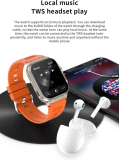 Knobbout 1.96" Smartwatch 44mm - Zwart
