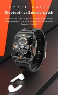 Knobbout 1.96" Smartwatch 44mm - Zwart