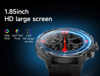 KNOBBOUT Bluetooth Smartwatch 1.85" HD met Stalen en Siliconen Band
