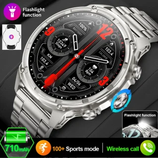 KNOBBOUT Bluetooth Smartwatch 1.85" HD met Stalen en Siliconen Band