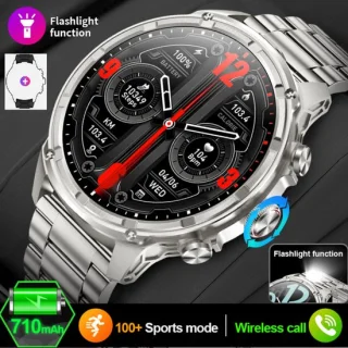 KNOBBOUT Bluetooth Smartwatch 1.85" HD met Stalen en Siliconen Band