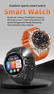Knobbout HD Sport Smartwatch 1.85 inch Zwart Staal & Rubber
