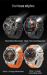 Knobbout HD Sport Smartwatch 1.85 inch Zwart Staal & Rubber