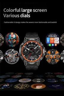 Knobbout HD Sport Smartwatch 1.85 inch Zwart Staal & Rubber