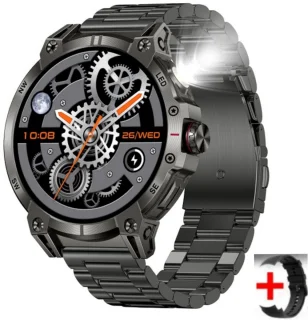 Knobbout HD Sport Smartwatch 1.85 inch Zwart Staal & Rubber