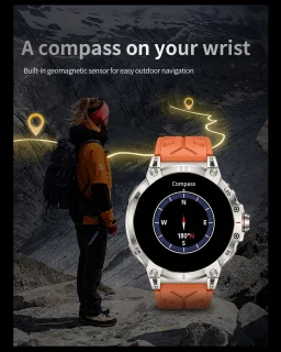 Knobbout HD Sport Smartwatch 1.85 inch Zwart Staal & Rubber