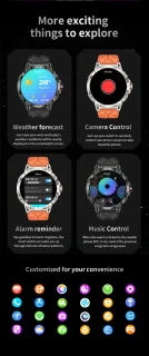 Knobbout HD Sport Smartwatch 1.85 inch Zwart Staal & Rubber