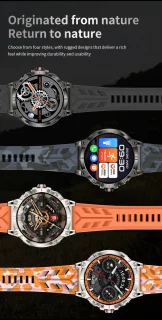 Knobbout HD Sport Smartwatch 1.85 inch Zwart Staal & Rubber