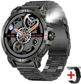 Knobbout HD Sport Smartwatch 1.85 inch Zwart Staal & Rubber