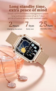 Knobbout Luxe 1,59" Dames Smartwatch - Zilveren stalen band