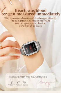 Knobbout Luxe 1,59" Dames Smartwatch - Zilveren stalen band