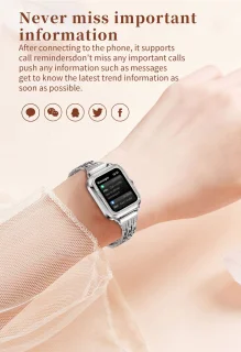 Knobbout Luxe 1,59" Dames Smartwatch - Zilveren stalen band