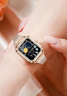 Knobbout Luxe 1,59" Dames Smartwatch - Zilveren stalen band