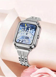 Knobbout Luxe 1,59" Dames Smartwatch - Zilveren stalen band